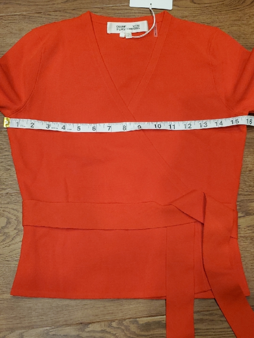 Diane Von Furstenberg NWT Brire Long Sleeve V-Neck Wrap Top Bright Red Size P - Picture 11 of 16